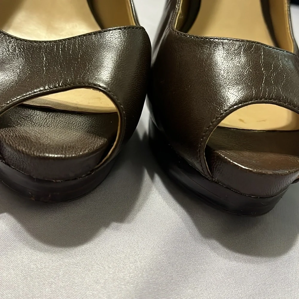 Brown Guess Peep Toe Platforms